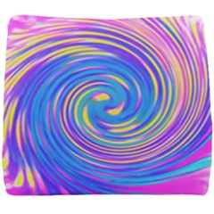 Cool Abstract Pink Blue And Yellow Twirl Liquid Art Seat Cushion by myrubiogarden