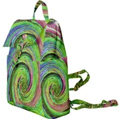 Groovy Abstract Green And Crimson Liquid Swirl Buckle Everyday Backpack by myrubiogarden