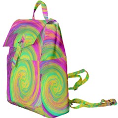 Groovy Abstract Purple And Yellow Liquid Swirl Buckle Everyday Backpack by myrubiogarden