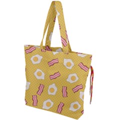 Bacon And Egg Pop Art Pattern Drawstring Tote Bag by Valentinaart