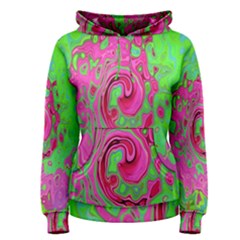 Groovy Abstract Green And Red Lava Liquid Swirl Women s Pullover Hoodie by myrubiogarden