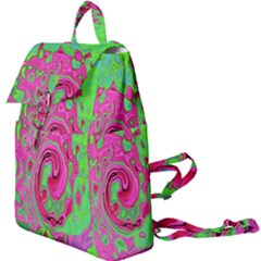 Groovy Abstract Green And Red Lava Liquid Swirl Buckle Everyday Backpack by myrubiogarden