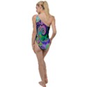 Groovy Abstract Aqua And Navy Lava Liquid Swirl To One Side Swimsuit View2