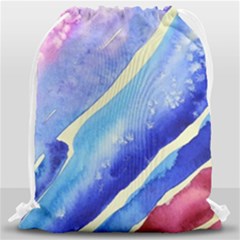 Painting Abstract Blue Pink Spots Drawstring Bag (large) by Pakrebo