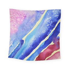 Painting Abstract Blue Pink Spots Square Tapestry (small) by Pakrebo