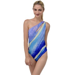 Painting Abstract Blue Pink Spots To One Side Swimsuit by Pakrebo