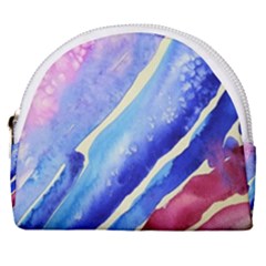 Painting Abstract Blue Pink Spots Horseshoe Style Canvas Pouch by Pakrebo