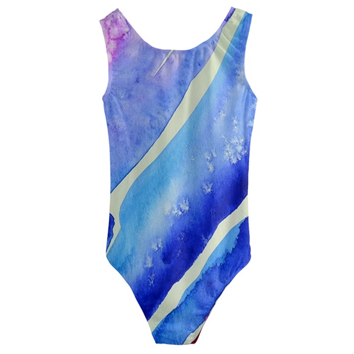 Painting Abstract Blue Pink Spots Kids  Cut-Out Back One Piece Swimsuit