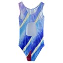 Painting Abstract Blue Pink Spots Kids  Cut-Out Back One Piece Swimsuit View2