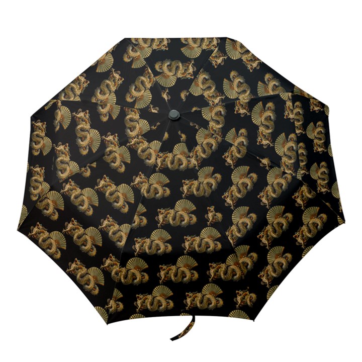 Dragon Motif Print Pattern Folding Umbrellas