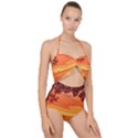 Field Sunset Orange Sky Land Scallop Top Cut Out Swimsuit View1