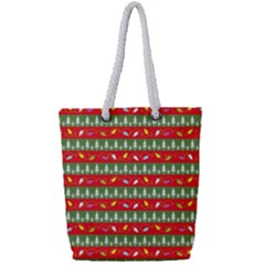 Christmas Papers Red And Green Full Print Rope Handle Tote (small) by Pakrebo