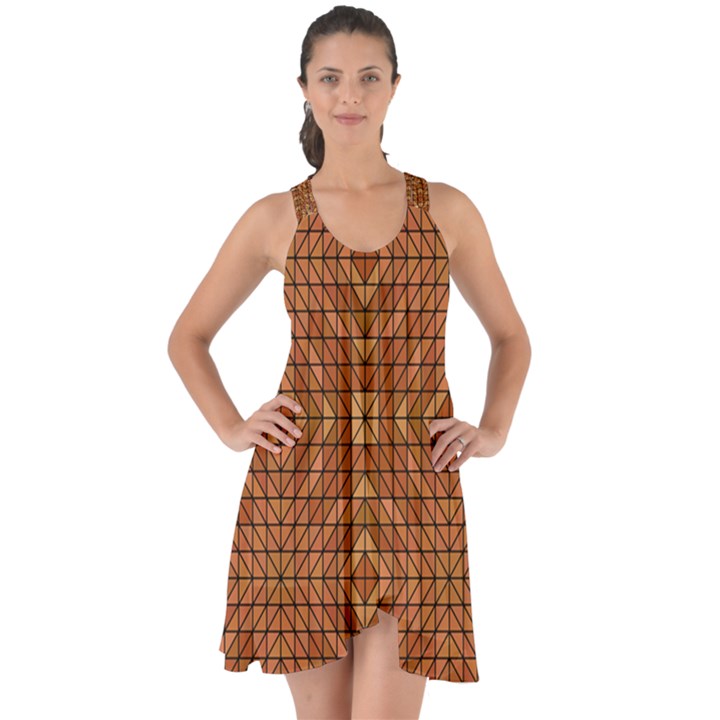 Mosaic Triangle Symmetry Show Some Back Chiffon Dress