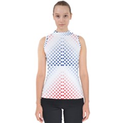 Dots Pointillism Abstract Chevron Mock Neck Shell Top by Pakrebo