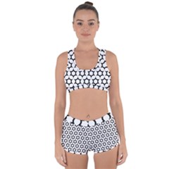 Pattern Star Repeating Black White Racerback Boyleg Bikini Set by Pakrebo