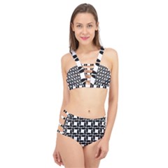 Ellipse Pattern Background Cage Up Bikini Set by Pakrebo