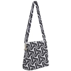 Soft Pattern Repeat Monochrome Zipper Messenger Bag by Pakrebo