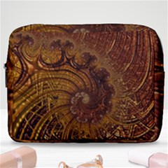 Copper Caramel Swirls Abstract Art Make Up Pouch (large) by Pakrebo