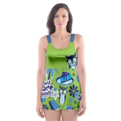 Self Care Goals (green) Skater Dress Swimsuit by TransfiguringAdoptionStore