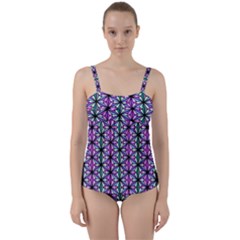 Geometric Patterns Triangle Seamless Twist Front Tankini Set by Pakrebo