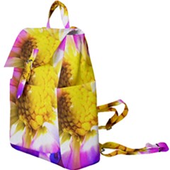 Purple, Pink And White Dahlia With A Bright Yellow Center Buckle Everyday Backpack by myrubiogarden