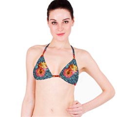 Pattern Rose Yellow Background Bikini Top by Pakrebo