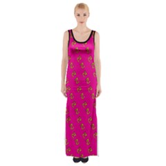 No Step On Snek Pattern Pink Background Meme Thigh Split Maxi Dress by snek