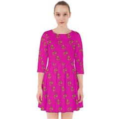 No Step On Snek Pattern Pink Background Meme Smock Dress by snek