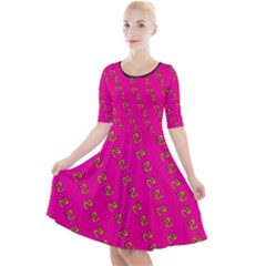 No Step On Snek Pattern Pink Background Meme Quarter Sleeve A-line Dress by snek