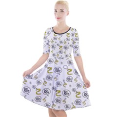 No Step On Snek Do Not Bubble Speech Pattern White Background Meme Quarter Sleeve A-line Dress by snek