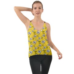 No Step On Snek Do Not Bubble Speech Pattern Yellow Background Meme Chiffon Cami by snek