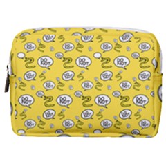 No Step On Snek Do Not Bubble Speech Pattern Yellow Background Meme Make Up Pouch (medium) by snek