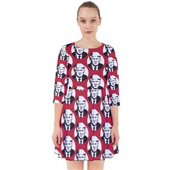 Trump Retro Face Pattern Maga Red Us Patriot Smock Dress by snek