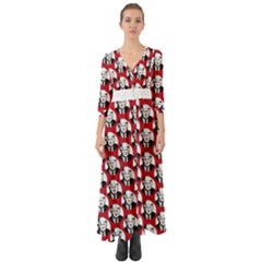 Trump Retro Face Pattern Maga Red Us Patriot Button Up Boho Maxi Dress by snek