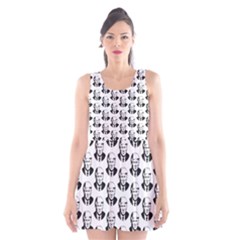 Trump Retro Face Pattern Maga Black And White Us Patriot Scoop Neck Skater Dress by snek