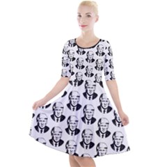 Trump Retro Face Pattern Maga Black And White Us Patriot Quarter Sleeve A-line Dress by snek