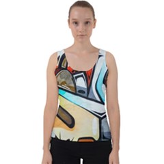 Blue Face King Graffiti Street Art Urban Blue And Orange Face Abstract Hiphop Velvet Tank Top by genx