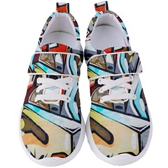 Blue Face King Graffiti Street Art Urban Blue And Orange Face Abstract Hiphop Women s Velcro Strap Shoes by genx