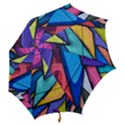 Urban colorful graffiti brick wall industrial scale abstract pattern Hook Handle Umbrellas (Medium) View2