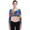 Urban colorful graffiti brick wall industrial scale abstract pattern Velvet Long Sleeve Crop Top View1