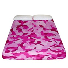 Standard Pink Camouflage Army Military Girl Funny Pattern Fitted Sheet (california King Size) by snek