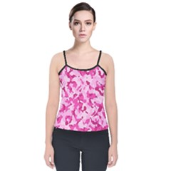 Standard Pink Camouflage Army Military Girl Funny Pattern Velvet Spaghetti Strap Top by snek