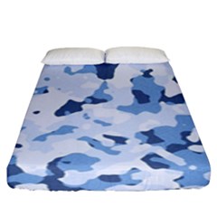 Standard Light Blue Camouflage Army Military Fitted Sheet (king Size) by snek