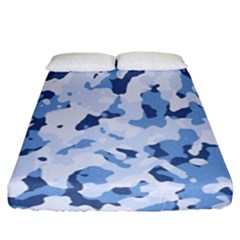 Standard Light Blue Camouflage Army Military Fitted Sheet (california King Size) by snek