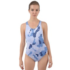 Standard Light Blue Camouflage Army Military Cut-out Back One Piece Swimsuit by snek