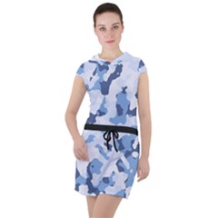 Standard Light Blue Camouflage Army Military Drawstring Hooded Dress by snek