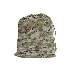 Wood Camouflage Military Army Green Khaki Pattern Drawstring Pouch (large) by snek