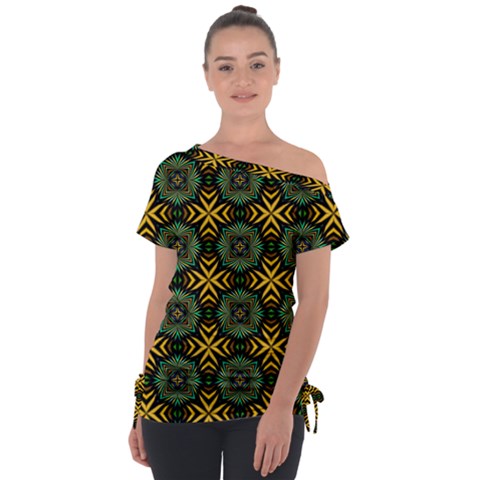 Kaleidoscope Pattern Seamless Tie-up Tee by Pakrebo