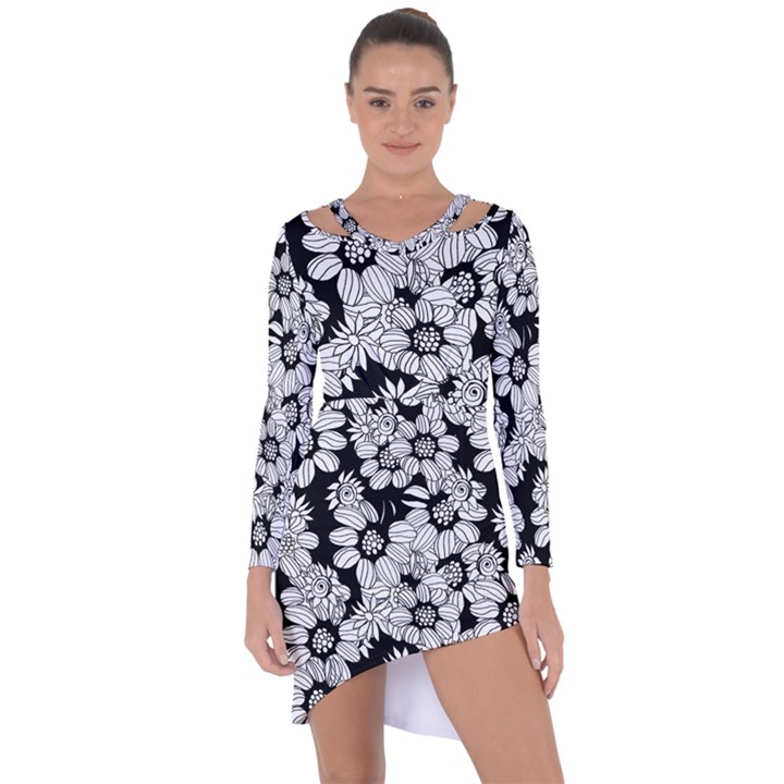 Mandala Calming Coloring Page Asymmetric Cut-Out Shift Dress