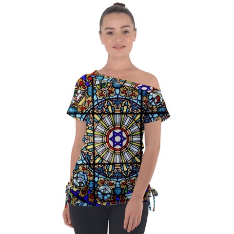 Vitrage Stained Glass Church Window Tie-up Tee by Pakrebo